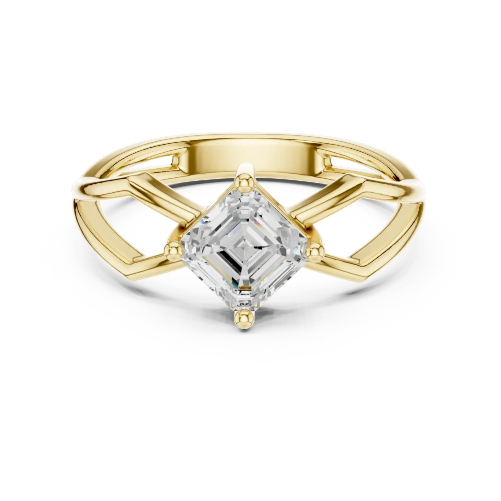 Ethereal Emerald Cut Architectural Solitaire Ring - Image 2