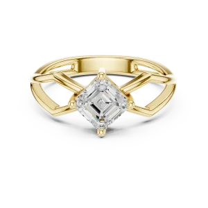 Ethereal Emerald Cut Architectural Solitaire Ring - Image 2