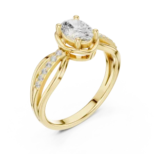 Ethereal Oval Solitaire Split-Shank Lab Grown Diamond Ring
