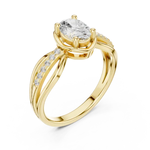 Ethereal Oval Solitaire Split-Shank Lab Grown Diamond Ring