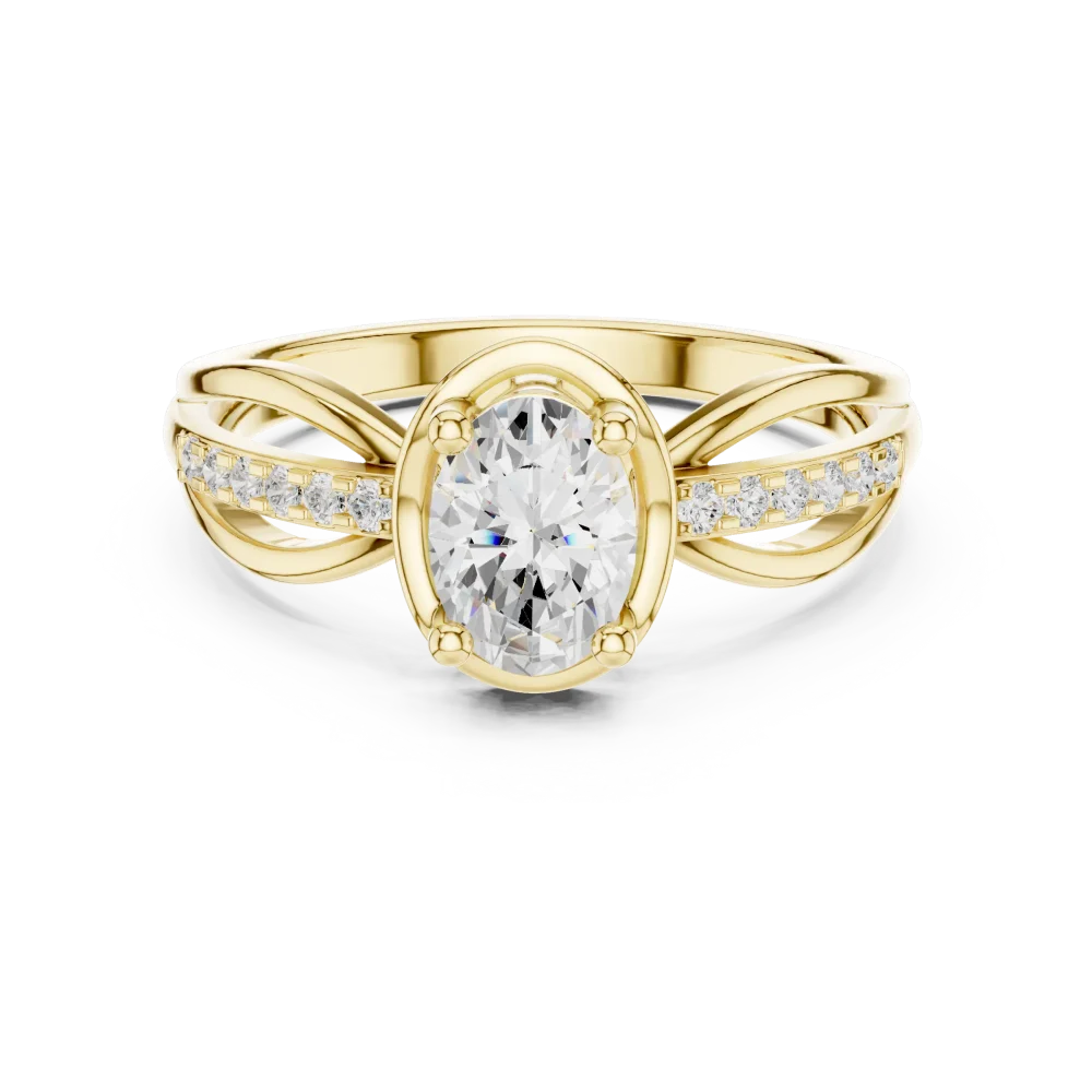 Ethereal Oval Solitaire Split-Shank Lab Grown Diamond Ring - Image 2