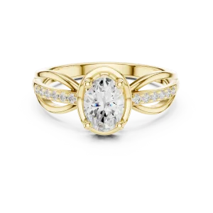 Ethereal Oval Solitaire Split-Shank Lab Grown Diamond Ring - Image 2