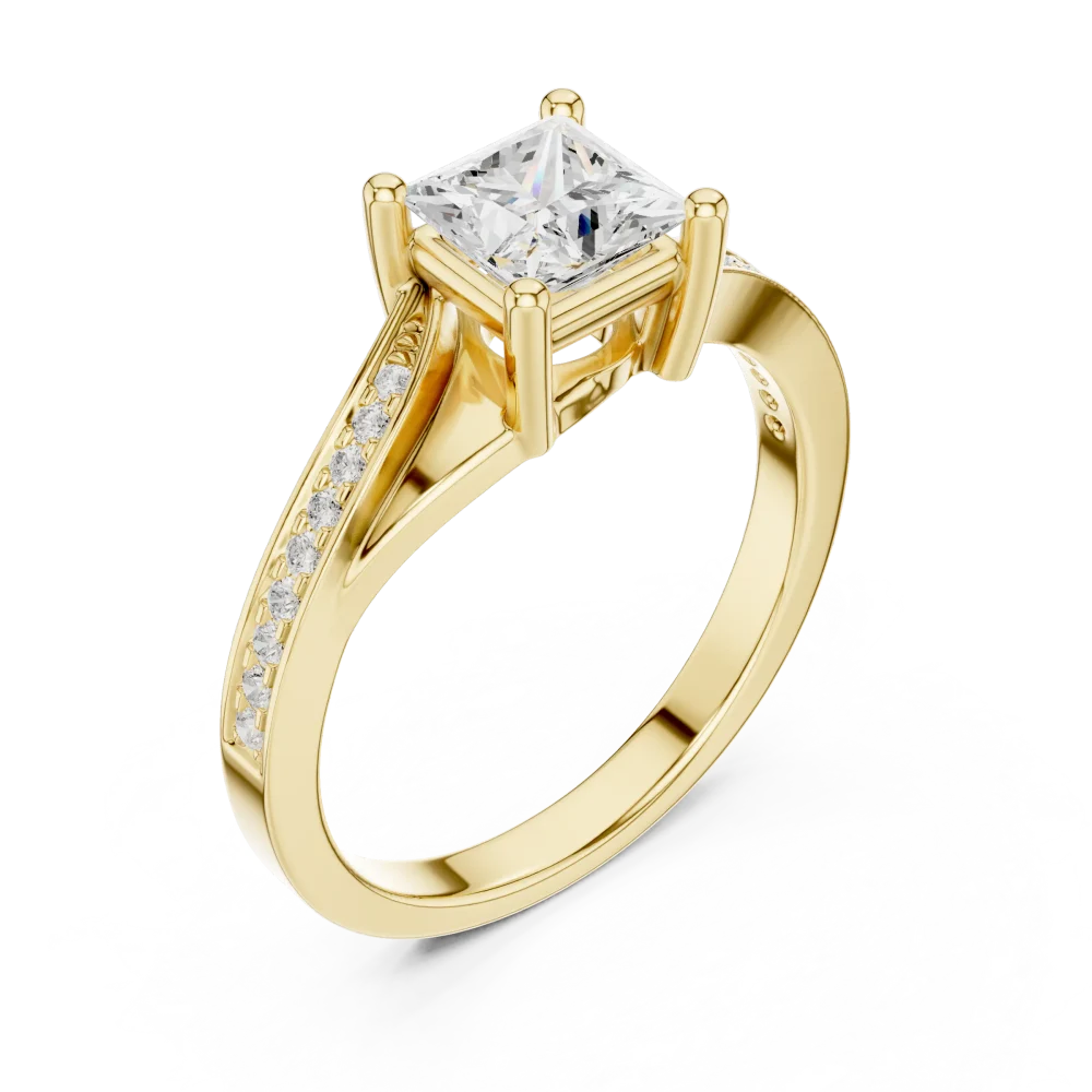 Elevate your style with this sophisticated princess cut ring, featuring shimmering DIAMEUR lab-grown diamond accents. Experience sustainable luxury today.