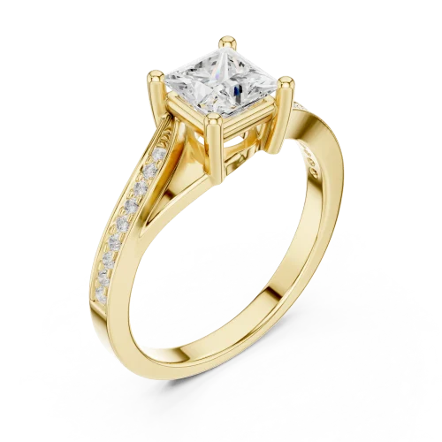 Symmetry Princess Cut Linear Accent Ring