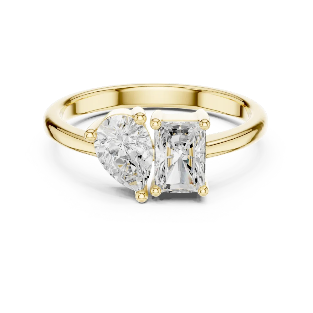 Ethereal Radiant and Pear Duo Solitaire Toi et Moi Ring - Image 2