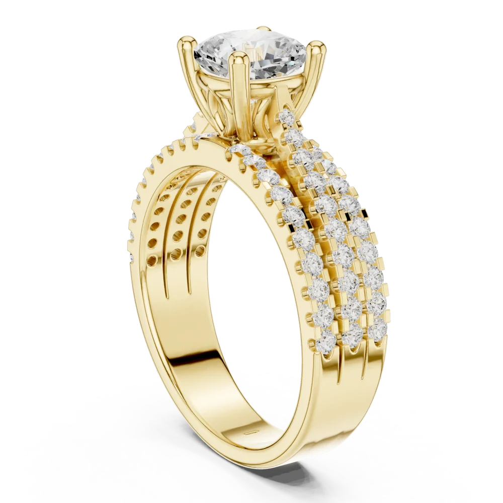 Ethereal Cushion Cut Multi-Row Pavé Accent Ring - Image 3