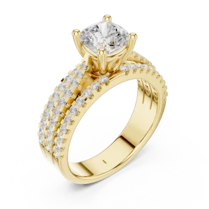 Ethereal Cushion Cut Multi-Row Pavé Accent Ring