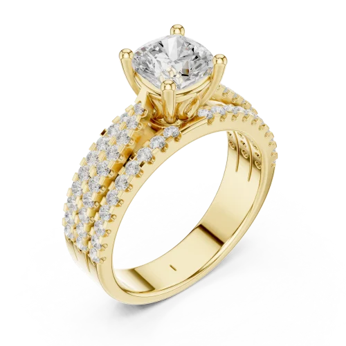 Ethereal Cushion Cut Multi-Row Pavé Accent Ring