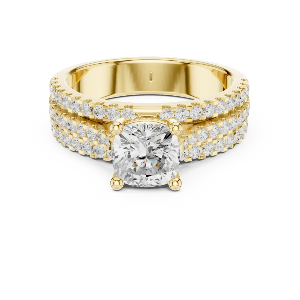 Ethereal Cushion Cut Multi-Row Pavé Accent Ring - Image 2