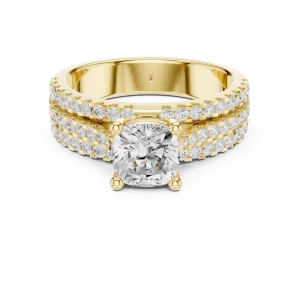 Ethereal Cushion Cut Multi-Row Pavé Accent Ring - Image 2
