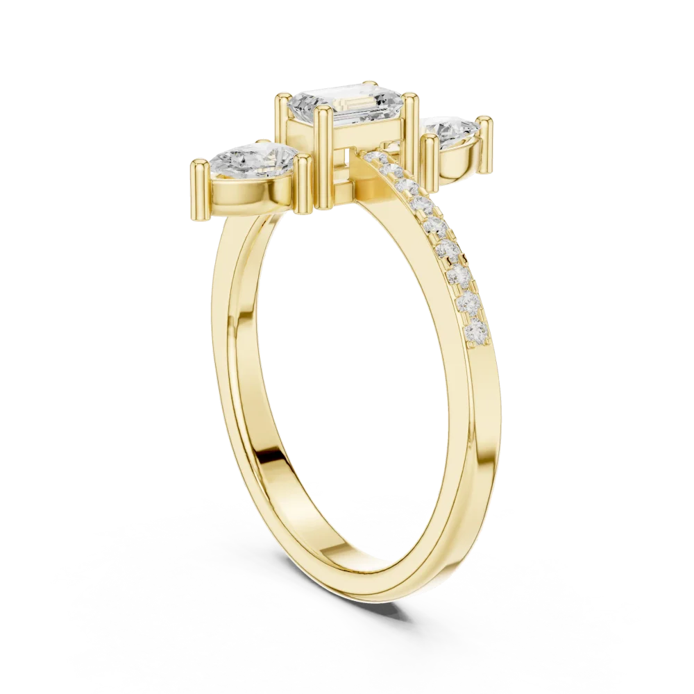 Ethereal Emerald and Pear Accent Linear Statement Ring - Image 3