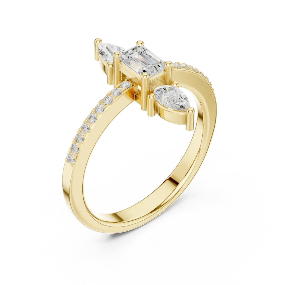Experience the allure of this brilliant-cut DIAMEUR lab-grown diamond ring. A stunning blend of architectural design and modern luxury. Shop this piece now.