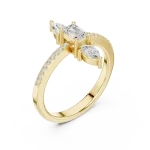 Ethereal Emerald and Pear Accent Linear Statement Ring