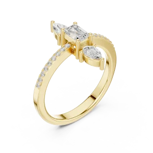 Ethereal Emerald and Pear Accent Linear Statement Ring