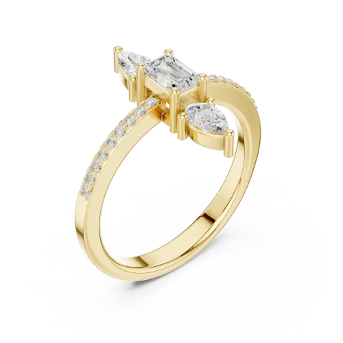 Ethereal Emerald and Pear Accent Linear Statement Ring