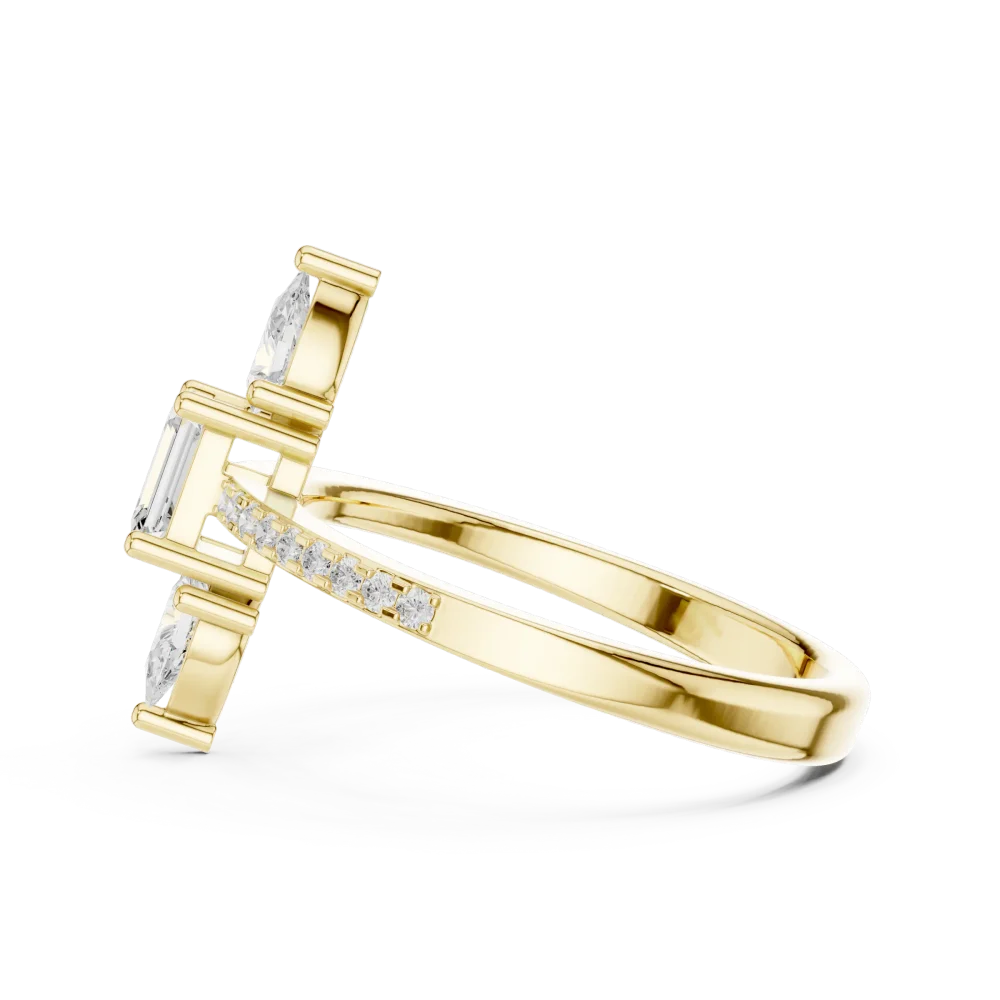 Ethereal Emerald and Pear Accent Linear Statement Ring - Image 4