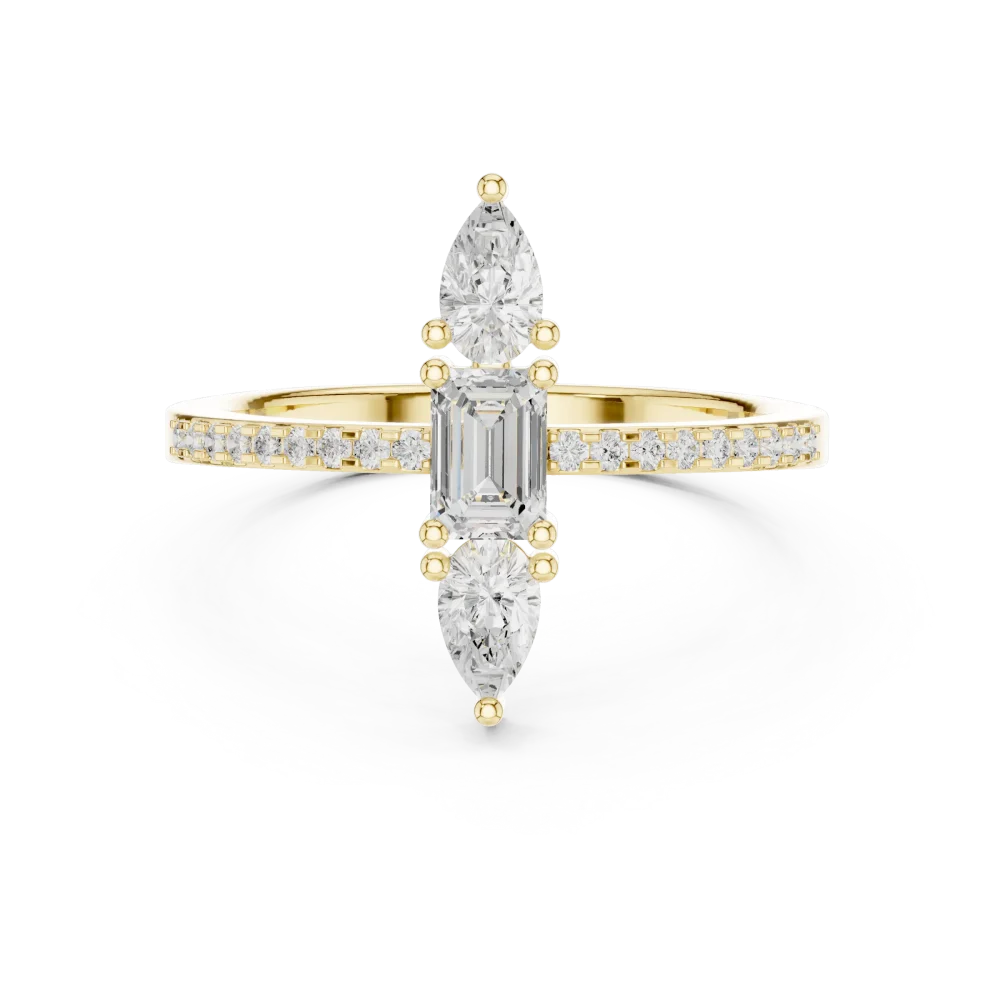 Ethereal Emerald and Pear Accent Linear Statement Ring - Image 2
