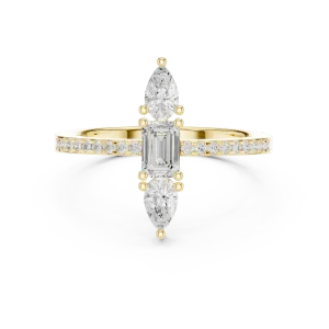 Ethereal Emerald and Pear Accent Linear Statement Ring - Image 2