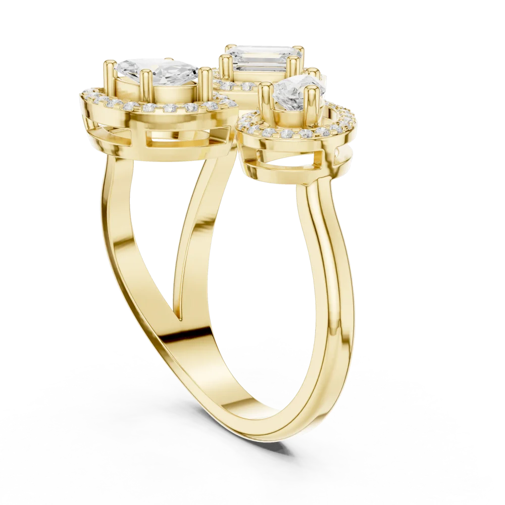 Triad Multi-Shape Diamond Geometric Statement Ring - Image 3