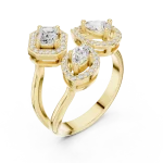 Triad Multi-Shape Diamond Geometric Statement Ring