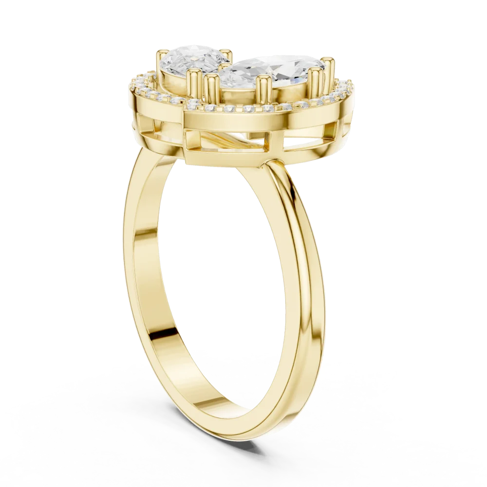 Ethereal Pear and Marquise Duo Halo Ring - Image 3