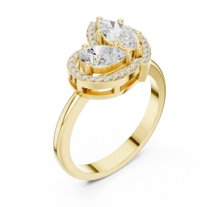 Ethereal Pear and Marquise Duo Halo Ring