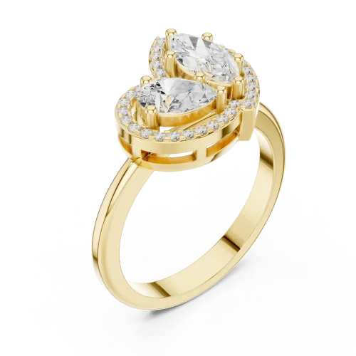 Ethereal Pear and Marquise Duo Halo Ring