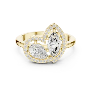Ethereal Pear and Marquise Duo Halo Ring - Image 2