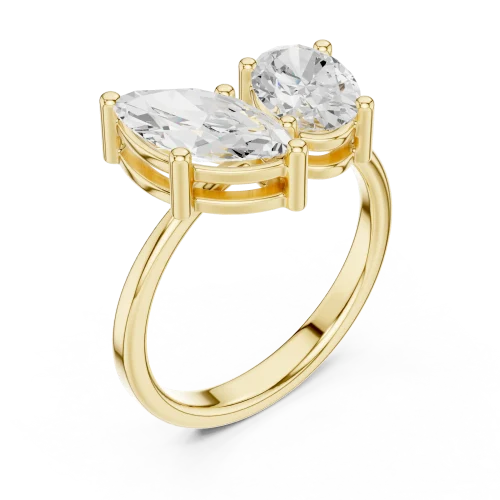 Ethereal Marquise and Oval Dual-Stone Solitaire Ring