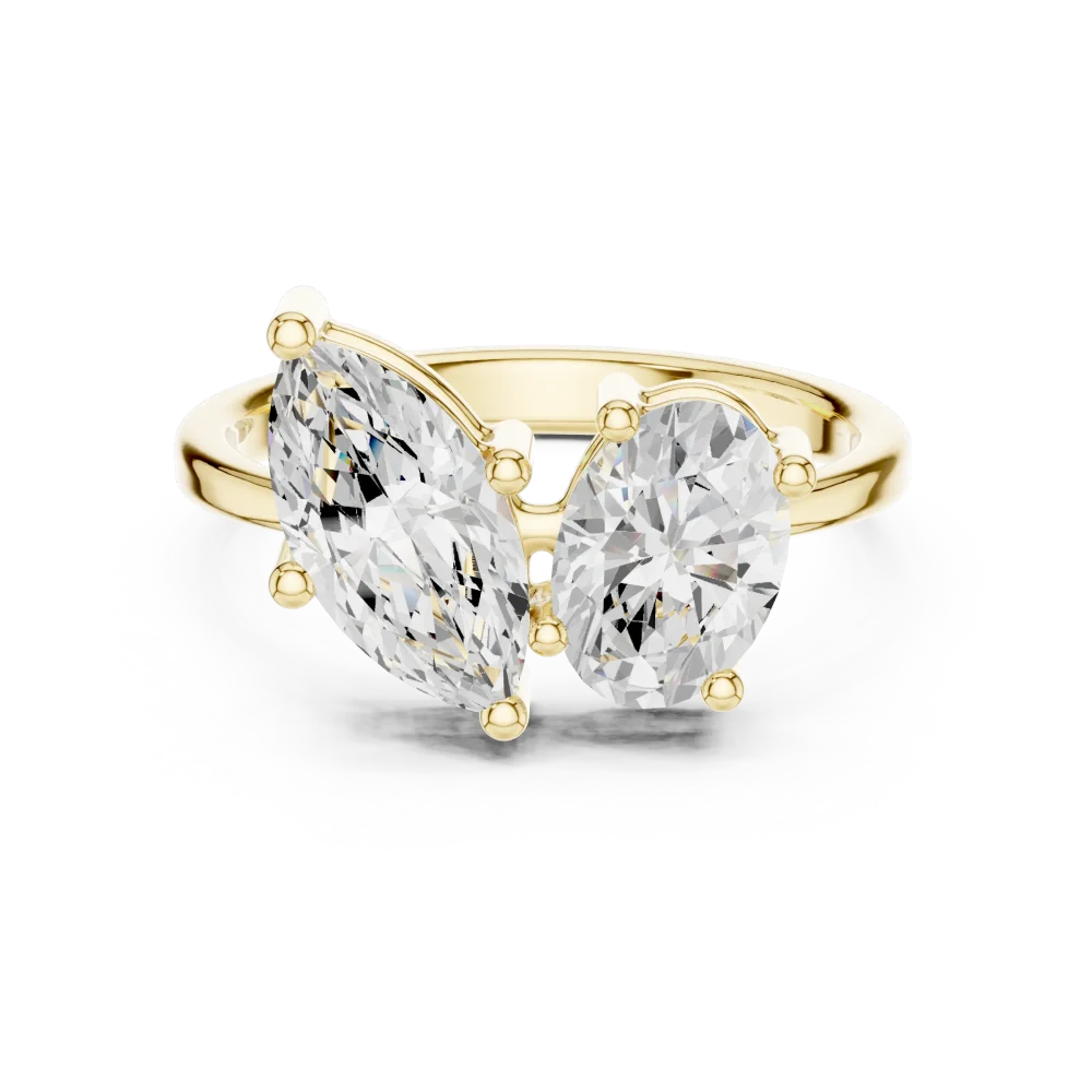 Ethereal Marquise and Oval Dual-Stone Solitaire Ring - Image 2