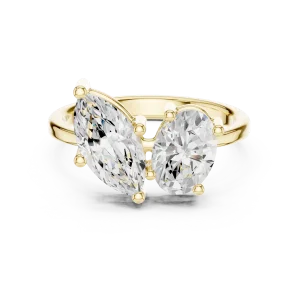 Ethereal Marquise and Oval Dual-Stone Solitaire Ring - Image 2