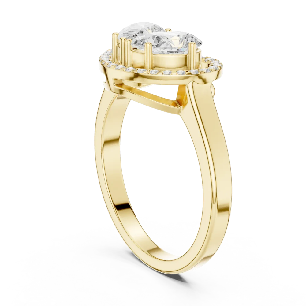 Ethereal Pear Duet Pavé Halo Ring - Image 3