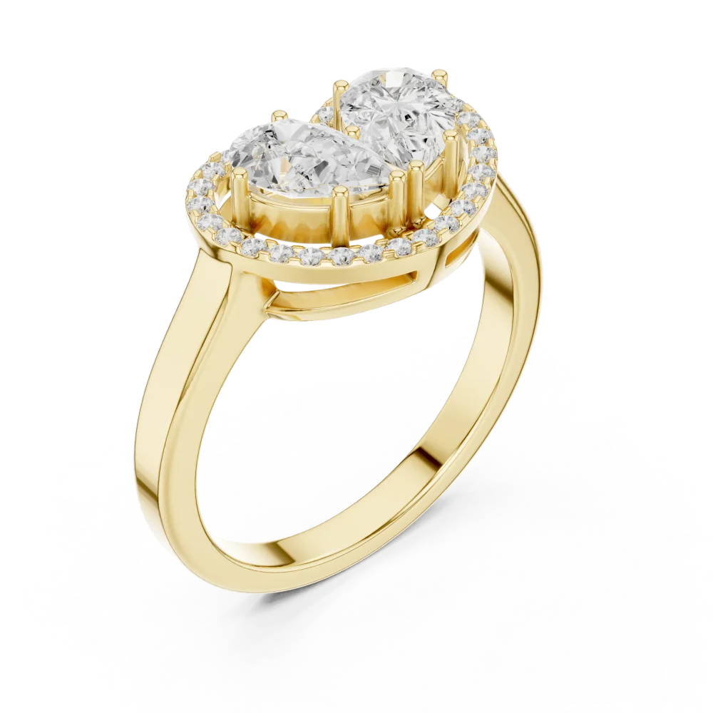 Experience the radiant fire of our pear-cut DIAMEUR diamond halo ring. Expertly crafted for daily elegance, discover sustainable luxury and shop today.