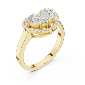 Ethereal Pear Duet Pavé Halo Ring