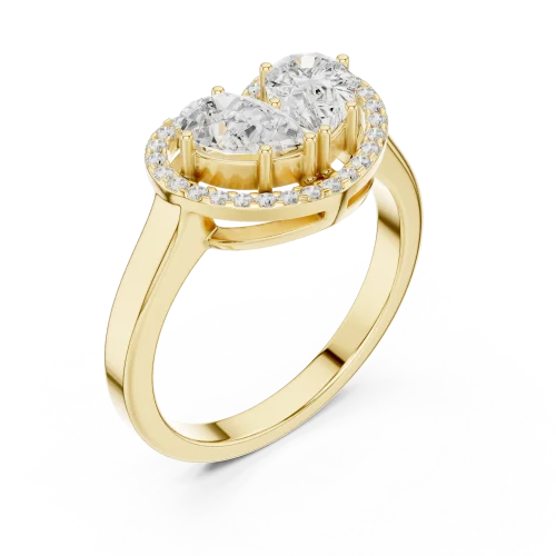 Ethereal Pear Duet Pavé Halo Ring