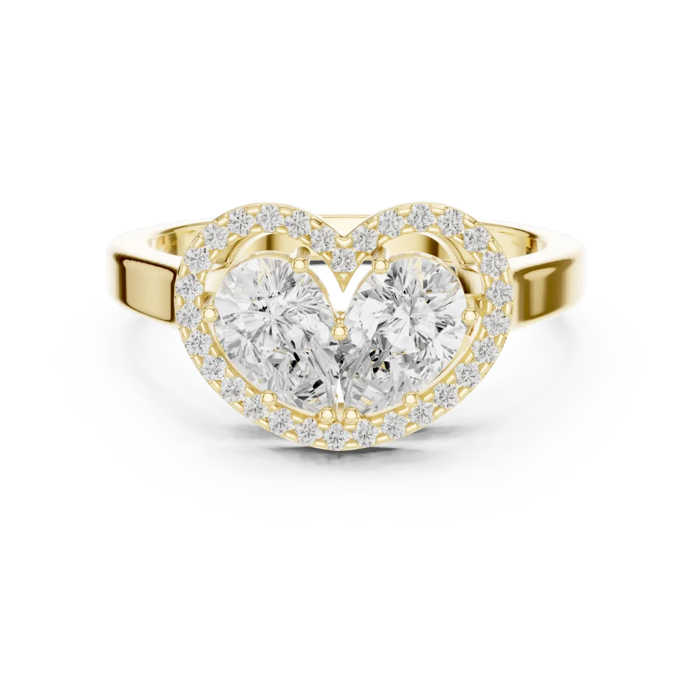 Ethereal Pear Duet Pavé Halo Ring - Image 2