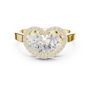 Ethereal Pear Duet Pavé Halo Ring - Image 2