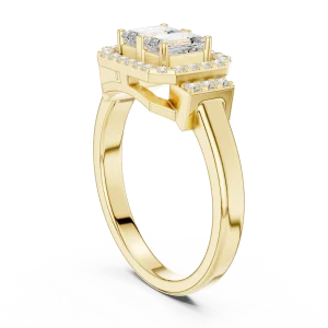 Symmetry Emerald and Round Pavé-Set Architectural Ring - Image 3
