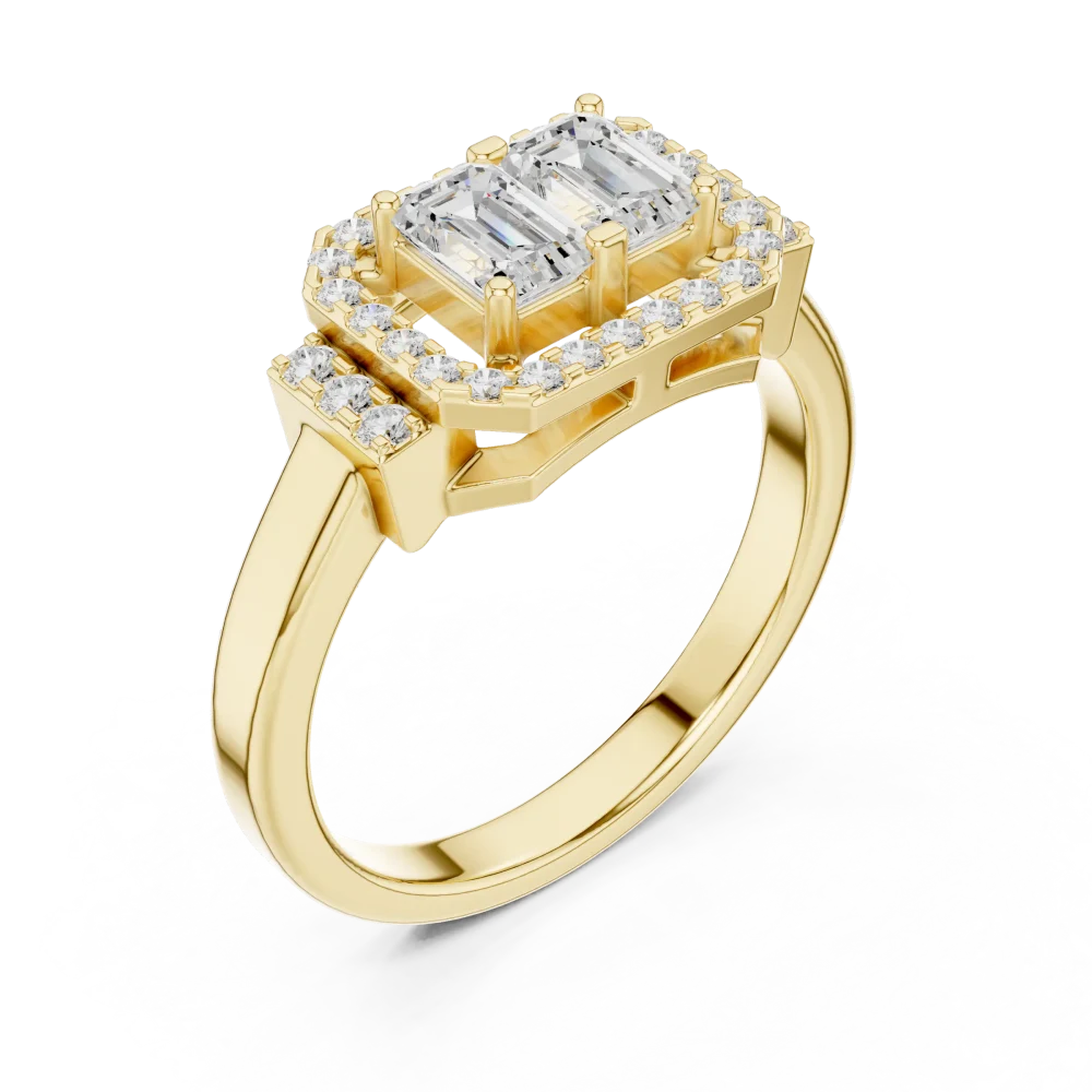 Discover the radiant allure of our emerald and round pavé-set ring. Featuring DIAMEUR lab-grown diamonds, this piece is an essential modern classic.