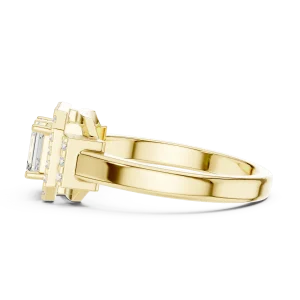 Symmetry Emerald and Round Pavé-Set Architectural Ring - Image 4