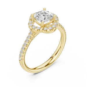 Luminary Cushion Cut Halo Accent Ring