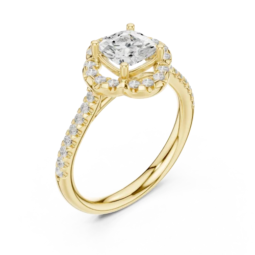 Luminary Cushion Cut Halo Accent Ring