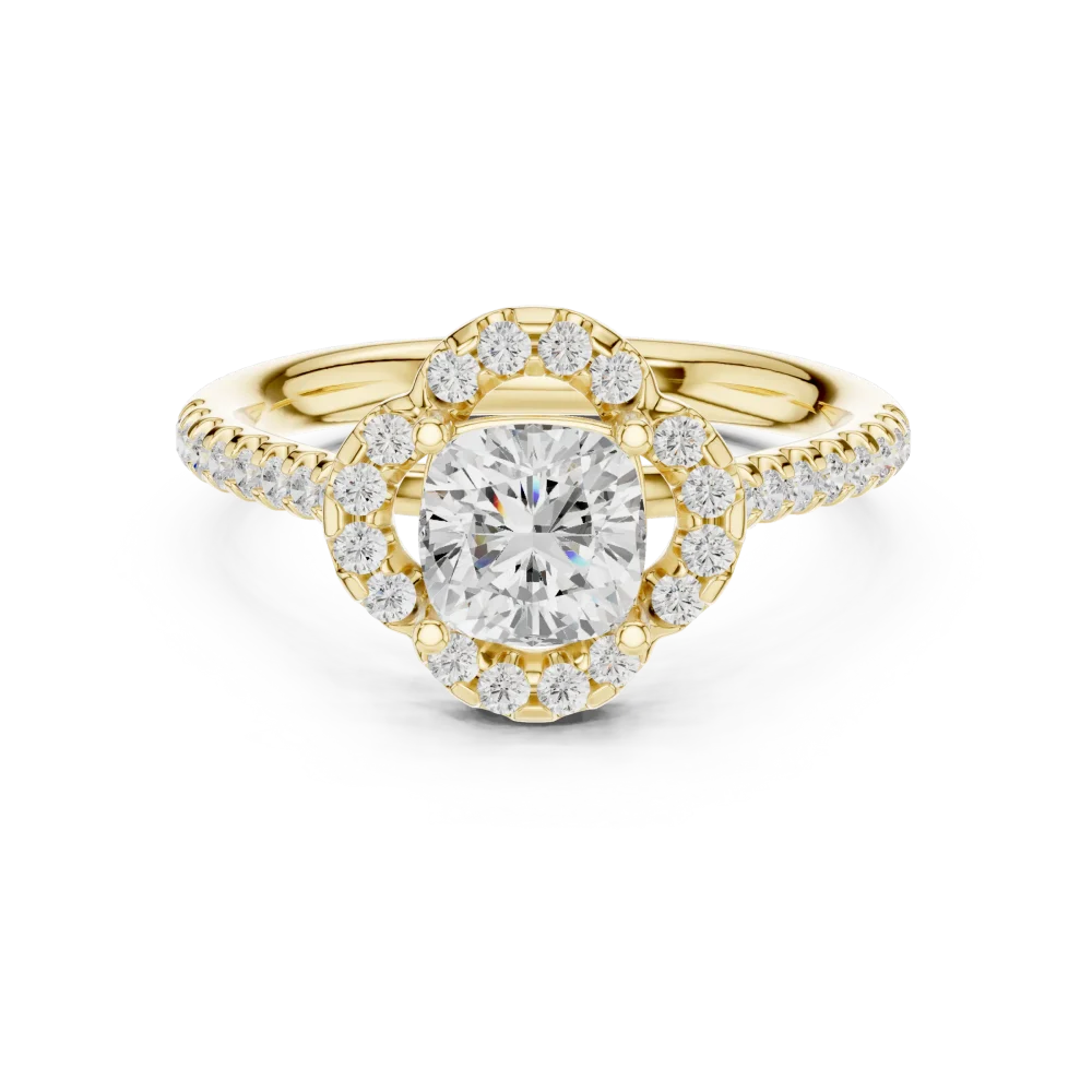 Luminary Cushion Cut Halo Accent Ring - Image 2