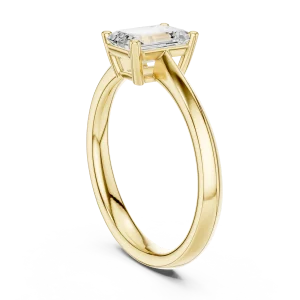 Essence Emerald Cut Hidden Halo Solitaire Ring - Image 3