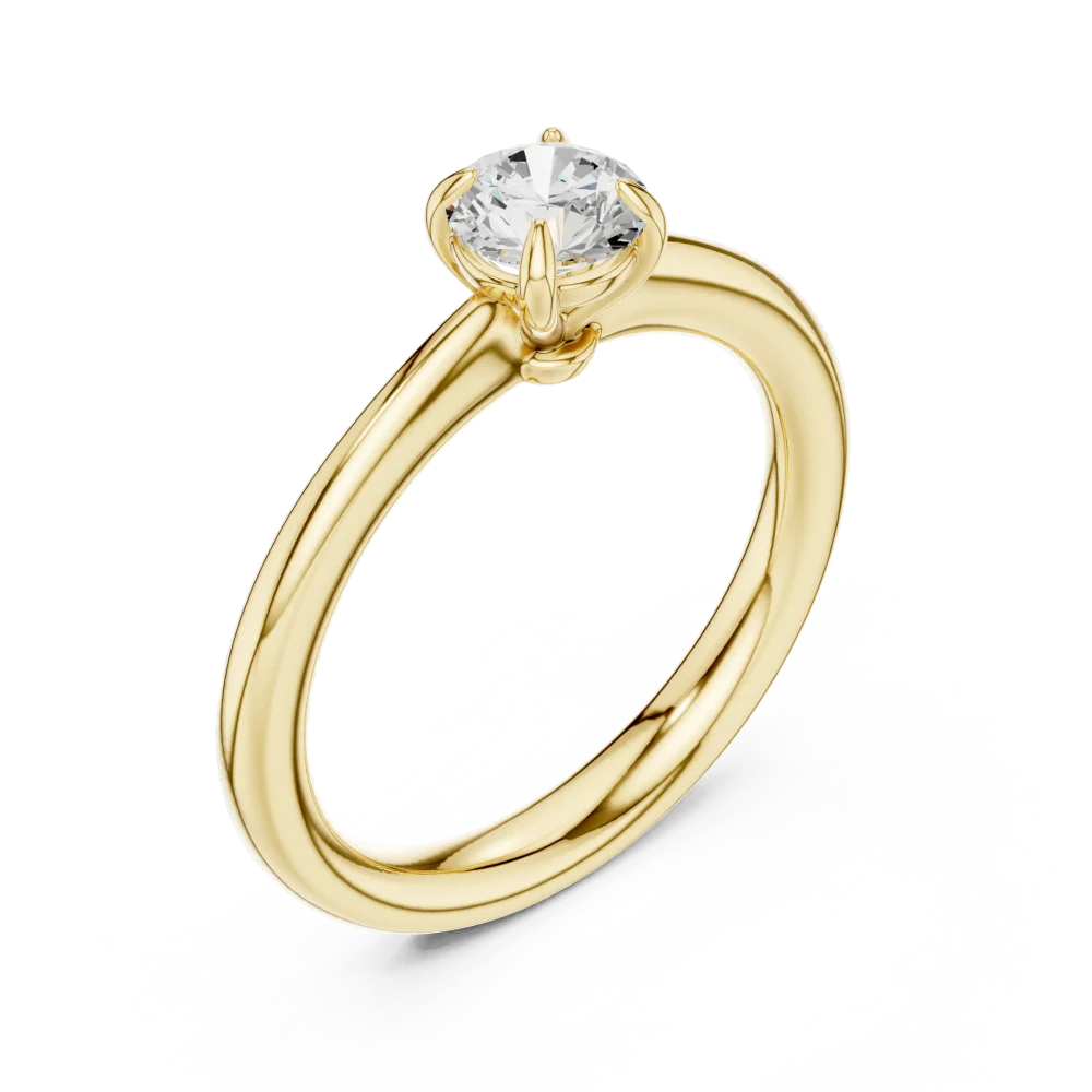 Experience the brilliant radiance of this round cut Solitaire ring. Featuring a premium DIAMEUR diamond, shop this modern classic design today.