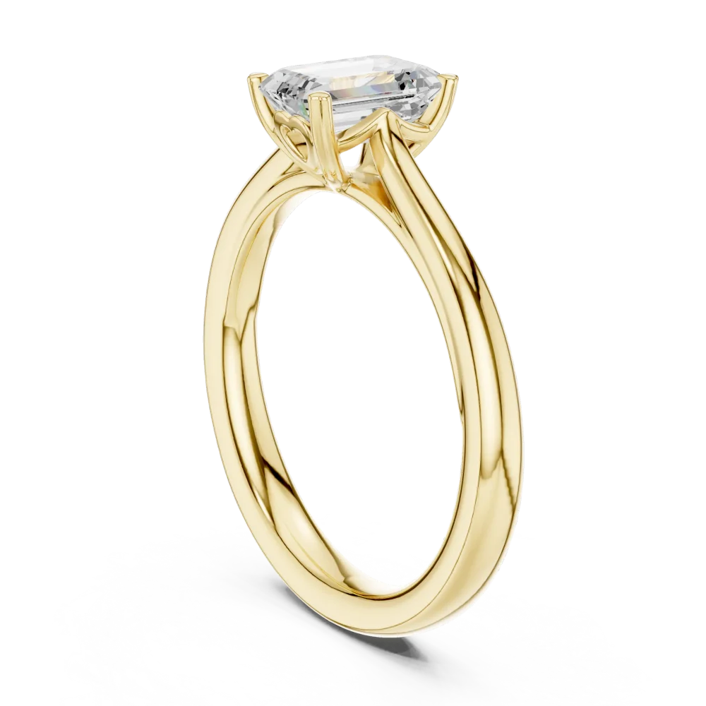 Essence Emerald Cut Solitaire Ring with Architectural Profile - Image 3