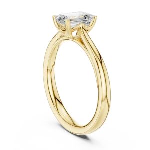 Essence Emerald Cut Solitaire Ring with Architectural Profile - Image 3