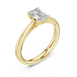 Essence Emerald Cut Solitaire Ring with Architectural Profile