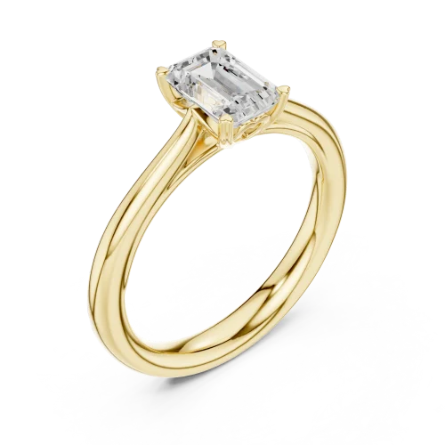 Essence Emerald Cut Solitaire Ring with Architectural Profile
