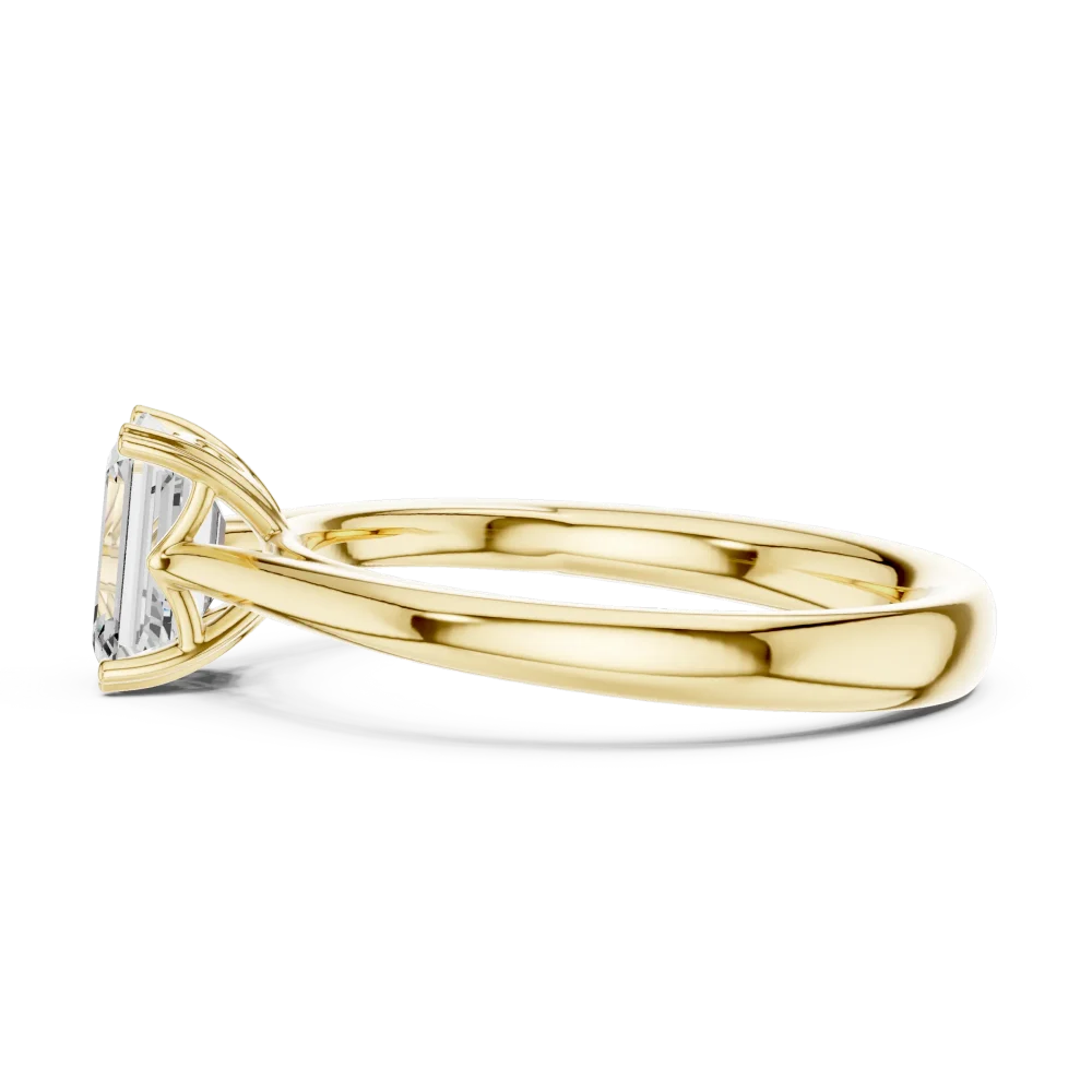 Essence Emerald Cut Solitaire Ring with Architectural Profile - Image 4